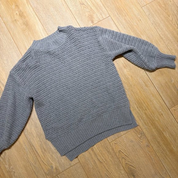 Oversized Sweater Casual Long Sleeve Crew Neck Pullover Sweater Medium Gray - Picture 2 of 4